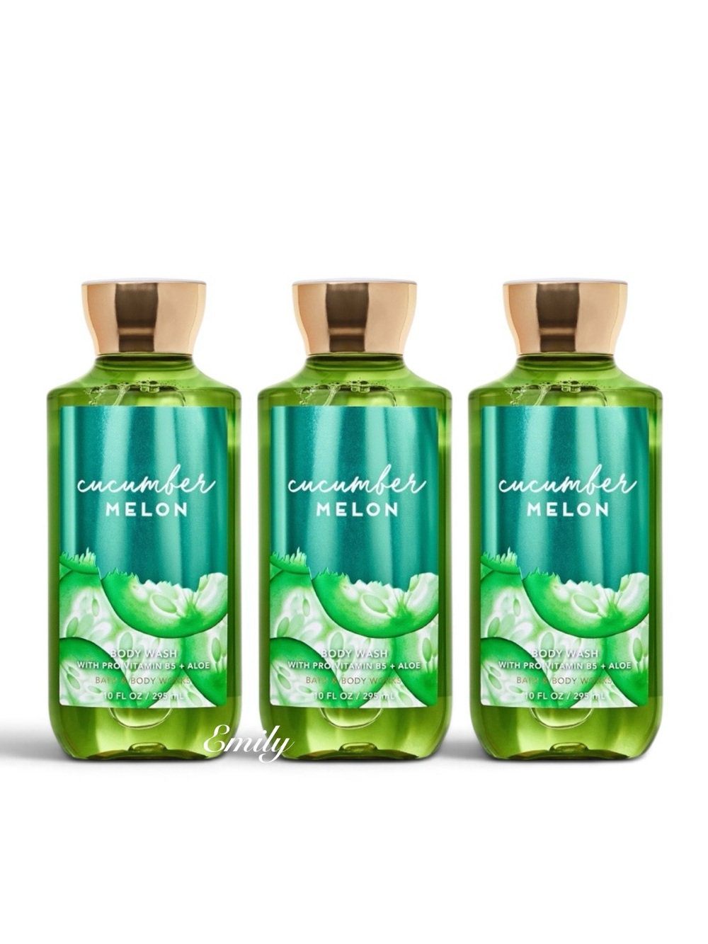3X Bath & Body Works CUCUMBER MELON Shower Gel Body Wash 10 fl oz Bundle Set